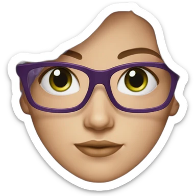 white-girl-purple-wavy-hair-green-eyes-square-glasses sticker