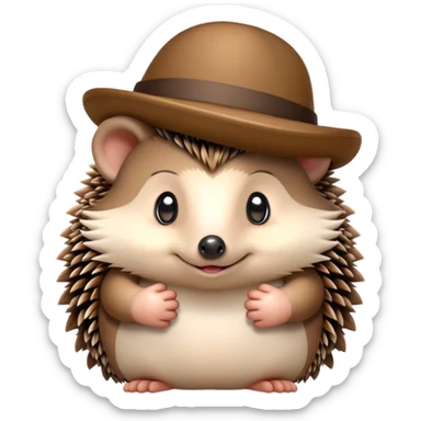 A hedgehog holding a hat in its hand sticker