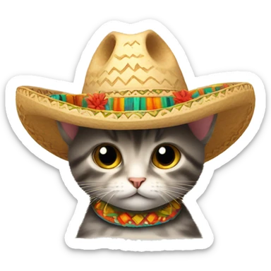 a kitten wearing a sombrero  sticker