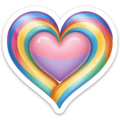 pastel heart with a gentle rainbow ribbon sticker
