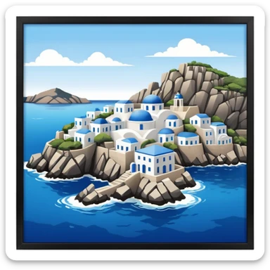 a greek island seen from the sea sticker
