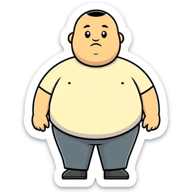 very fat guy with a buzzcut sticker