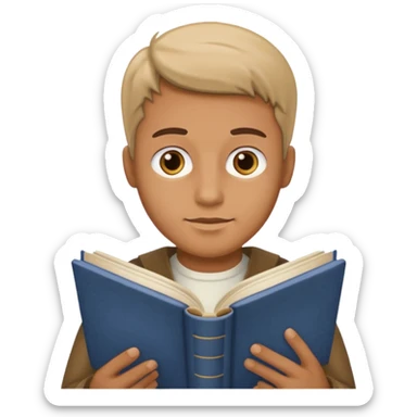 man holding a history book, reading the book sticker