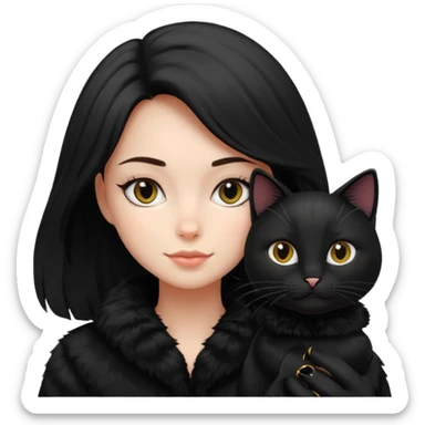girl with black cat sticker