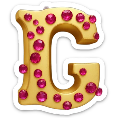 3d gold letter G with rubies sticker
