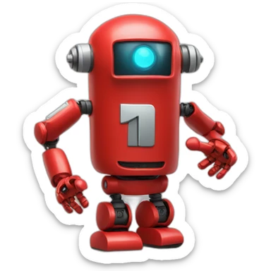 red robot pointing up number 10 sticker