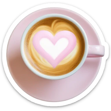  pale pink coffee mug heart shaped latte art cappuccino sticker