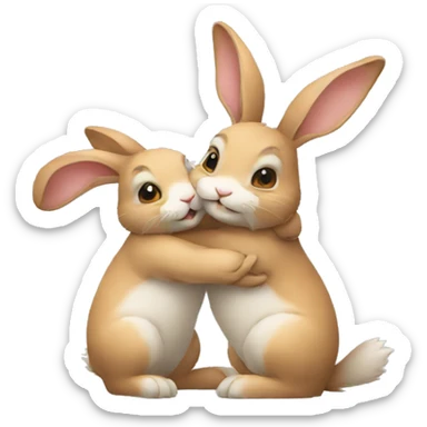 Two rabbits hug each other  sticker