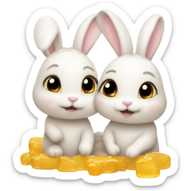 2 cute, loving honey bunnies sticker
