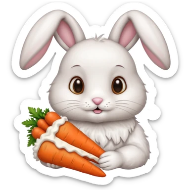 Bunny with carrot cake. sticker