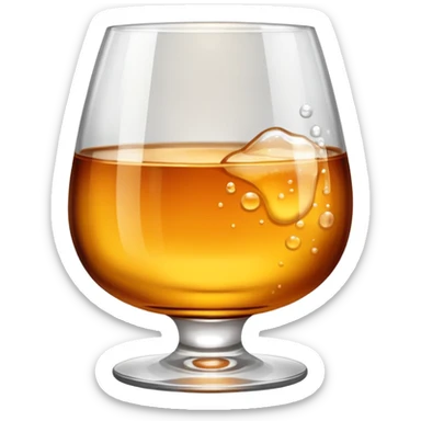 whiskey glass with bubbly liquid inside sticker