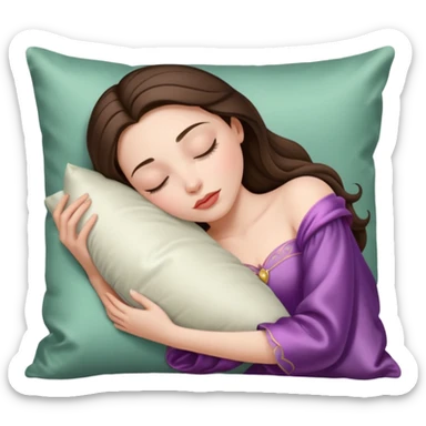sleeping beauty brunette white girl with a silk pillow sticker