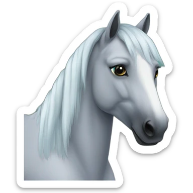 Grey horse with black-faded to blue mane sticker