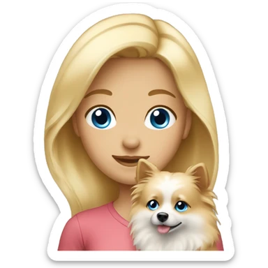 Blonde girl blue eyes holding spitz  sticker
