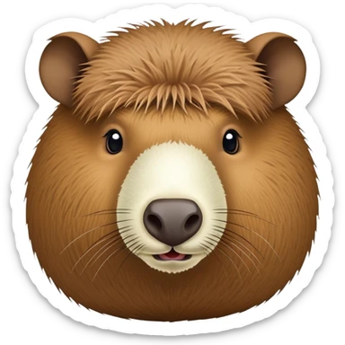 A furry capybara head attached to an oval coconut body with the coconut's natural texture sticker