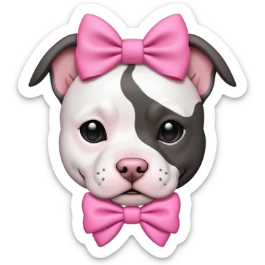Black and white Pit bull dog with pink bow sticker