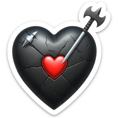Corazón negro con una flecha sticker
