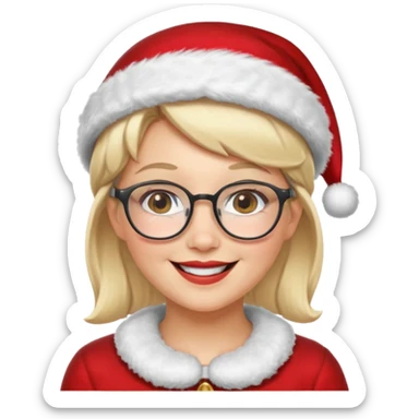 female Santa Claus with glasses with blond short hair sticker