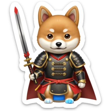 dog japan ancient samurai with small knife sticker