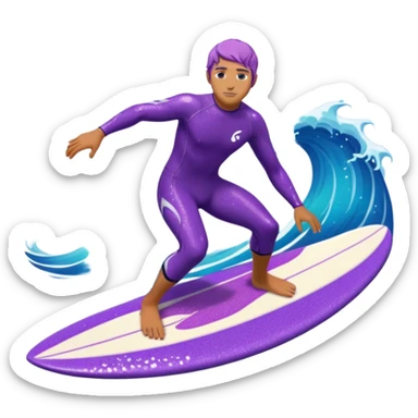 glitter surfer purple surf in wave ocean cian sticker