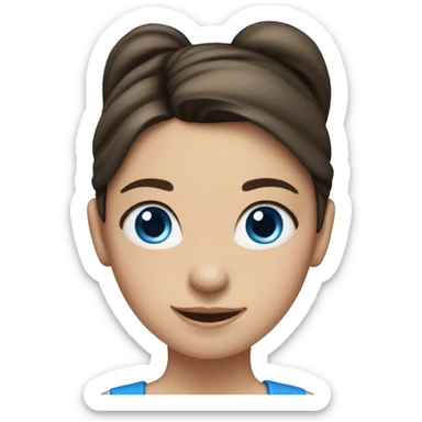 Brunette ponytail girl with blue eyes  sticker