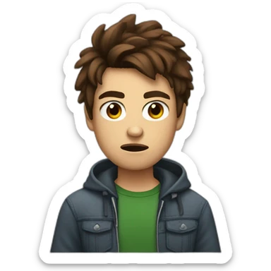 teen with brown hair angry mood and type text "lil niko" sticker