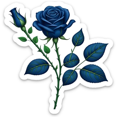 dark blue paisley printed long stem rose with green leaves  sticker