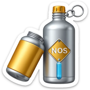 bombona de nitro con un cartelito que ponga NOS sticker