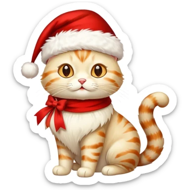 a full-body silk cat with Christmas accessories  sticker