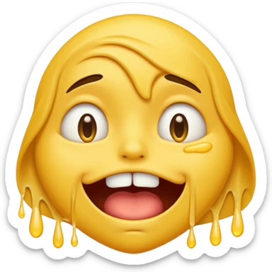 Normal emoji face but he is braindead. eyelids drooping, jaw hanging slightly open and drooling sticker
