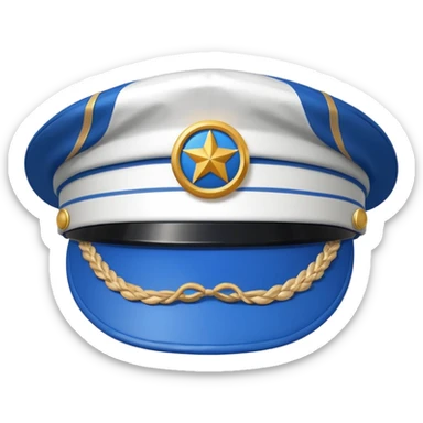 white captain hat with blue circle closeup alone sticker