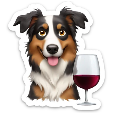 Australian shepherd dog with glass of wine sticker