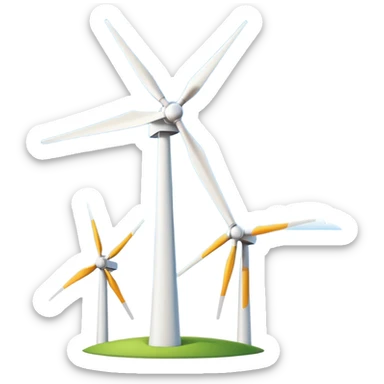modern wind turbine, tall white tower with three long blades sticker