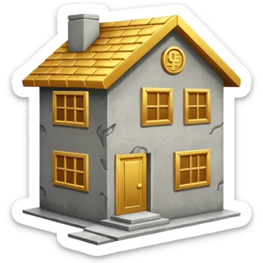 coin concrete house sticker