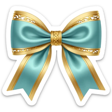 vintage rococo bow, white, with gold trim sticker