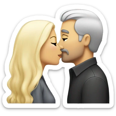 Dark-grey-hair-man kissing blonde-woman sticker