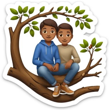 A Kid Sitting on a tree branch sticker