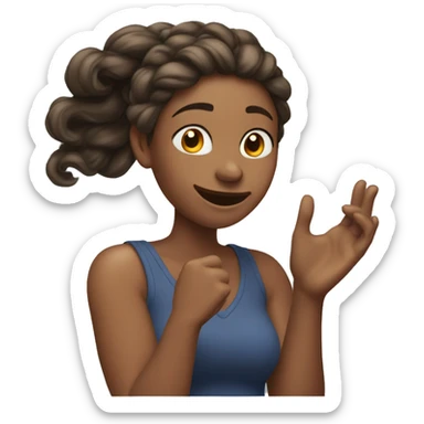 WOMAN SHOWING OFF BY TWISTING HER HAIR WITH HER HAND sticker