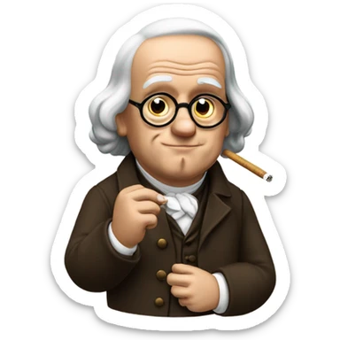 Benjamin Franklin smoking a cigarette  sticker