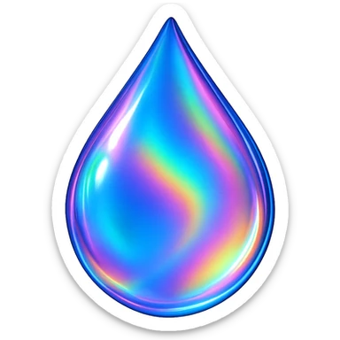 teardrop with a holographic shimmer, digital illustration, no background sticker