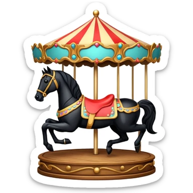 carousel, black horse sticker