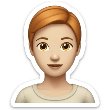Dark gingerhair woman with straight short hair, blue eyes and light beige skin  sticker