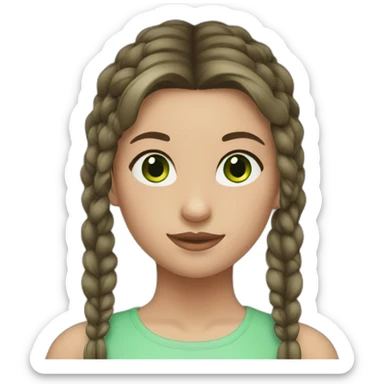 girl with green eyes, with bun and brunette hair sticker