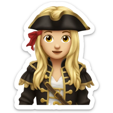 Female pirate long blond hair bangs dark brown eyes  sticker