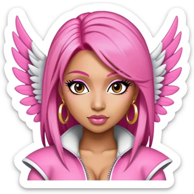 Nicki Minaj pink hair, winged eyeliner, super bass outfit  sticker