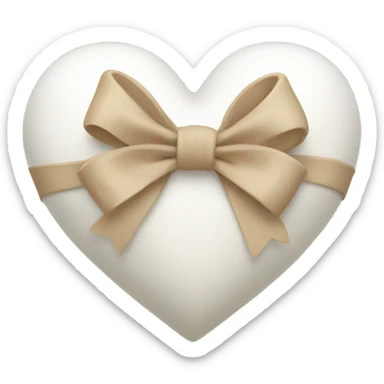 white heart with beige bow sticker
