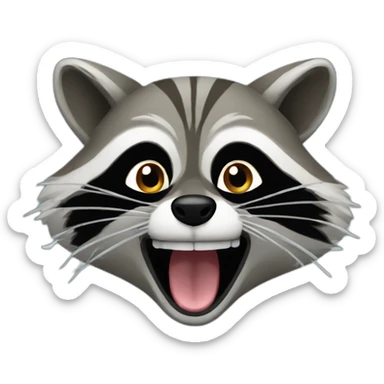 Raccoon opening mouth with smoke coming out of the mouth sticker