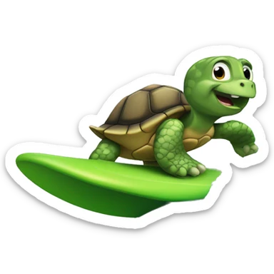 Turtle surfing wave sticker