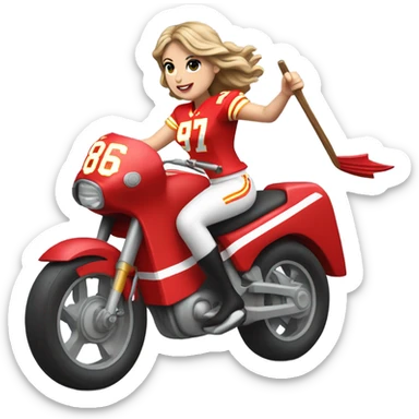 Taylor Swift riding an arrow wearing a number 87 Kansas City Chiefs jersey sticker