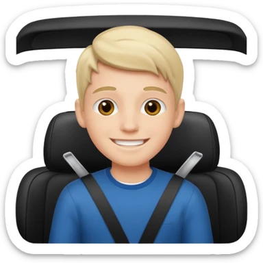 smiling boy in car interior sticker